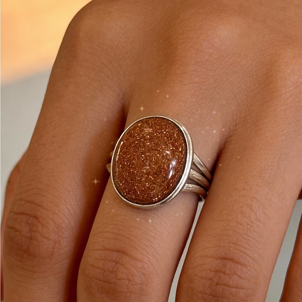 Goldstone Silver Ring - image 2